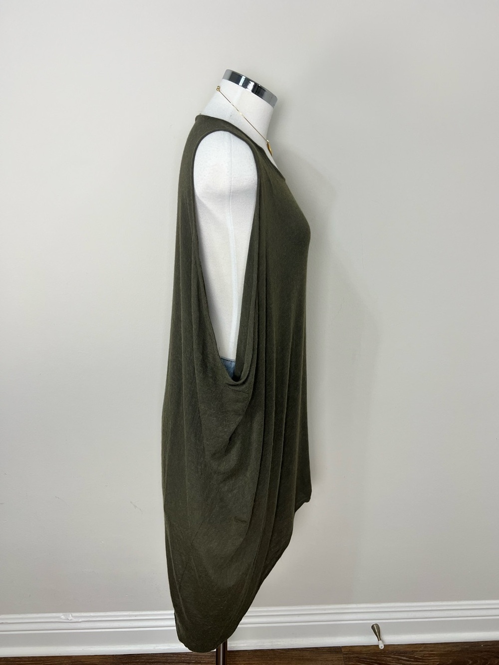 Helmut Lang Asymmetrical Tunic Top M Olive One Sleeve Angora Blend Oversized - Picture 2 of 8